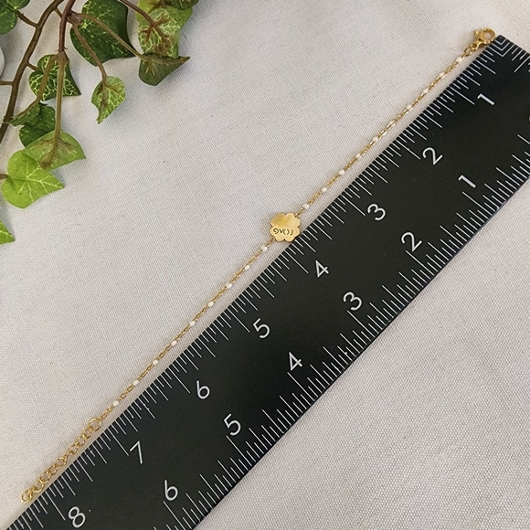 18k Gold Stainless Steel Dainty Clover Love Chain Bracelet - Picture 6 of 7